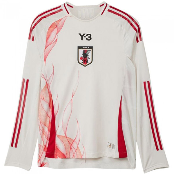 Japan maillot de football à manches longues Y3 authentique LS extérieur blanc uniforme de football pour hommes deuxième kit de football de sport haut chemise 2024-2025